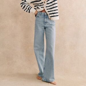 Sezane - The Wide Leg Trousers, Light Blue, Size 8